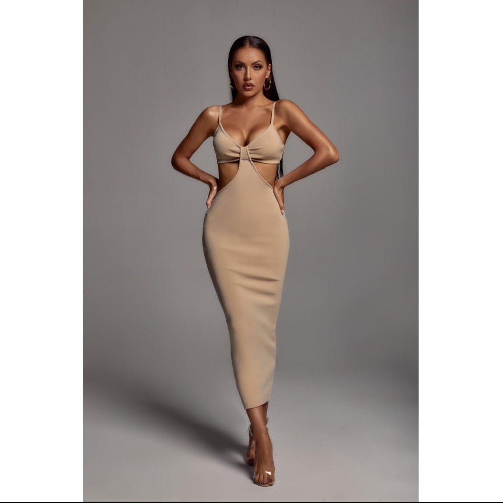 Bella Barnett Nude Salim Cut Out Maxi Dress